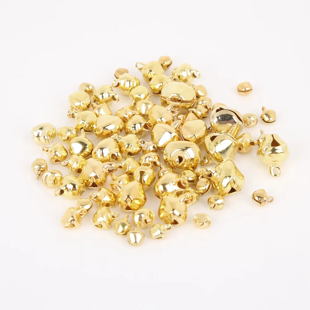 Colorful DIY Crafts Handmade Gold Colors Loose Beads Small Jingle Bells Christmas Decoration Gift 6/8/10/12/14/16mm