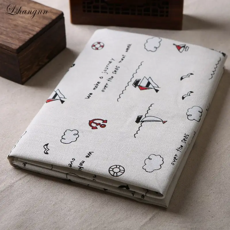 

NEW 50*150cm Ocean sailing style Fabric Sewing Upholstery Cotton Linen Blend Fabric By Meter DIY Home Decor Linen Fabric