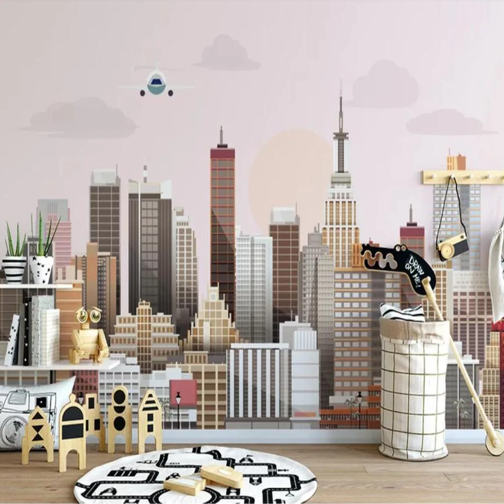 

3D City Construction Wallpaper Mural for Kids Room papers Art Decals Contact Paper Roll 3d s Custom