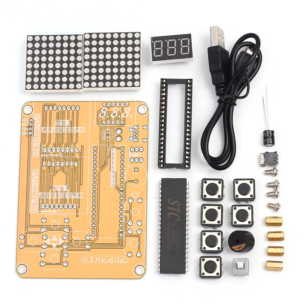 Electronic DIY Kit MCU Computer Game Machine DIY Snake Electronic for Ts/Snake/Plane/RacingDot Matrix Game Kit Electronica