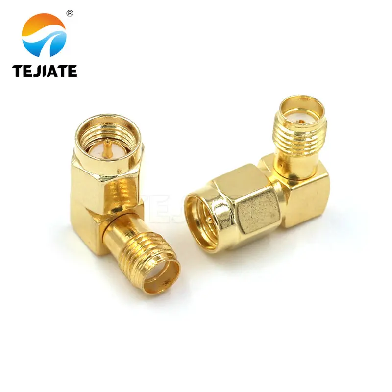 RP SMA Brass Adapter RP SMA Male Jack To RP SMA Female Jack Screw Thread Connector 90 Degrees Right Angle RF SMA Adapter