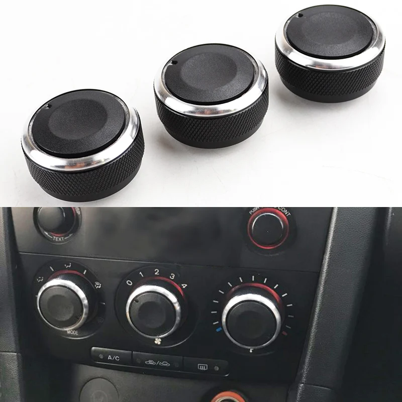 3pcs For Mazda3 Mazda 3 M3 2003-2008 Switch Knob Knobs Heat Heater Control Buttons Dials A/C Air Con Cover 2006 2005 2007 2004