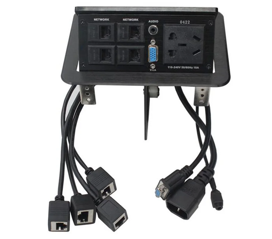 Hot Selling  LB-0422 Desktop Socket Box With Wire VGA Four RJ45 Network Interface 5 Hole Power Socket Free Shipping To Russia