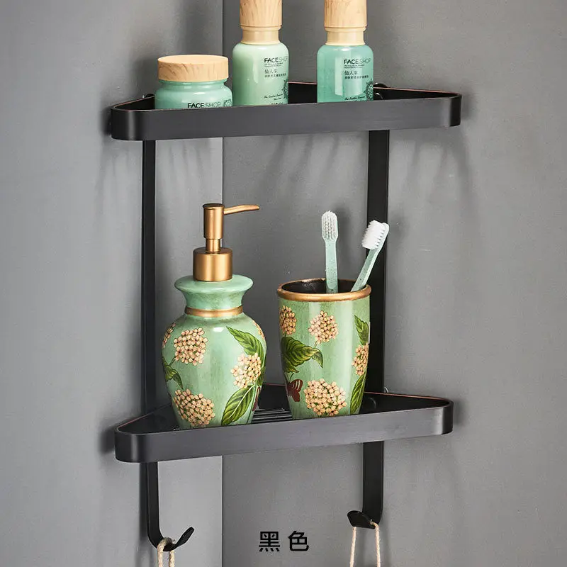 

Corner Shelf Bathroom Shelf Shower Shampoo Cosmetic Shelves Brass Shower Rack Black/Gold Bathroom Storage Organizer Rack Holder