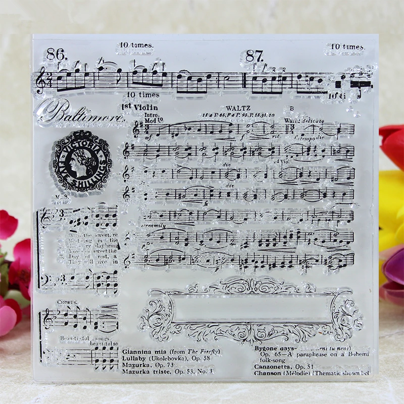 

YINISE Music Silicone Clear Stamps For Scrapbooking DIY Album Cards Making Decoration Embossing Craft Rubber Stamp 14.5x14.5cm