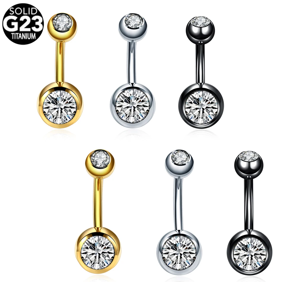 1Pc Titanium Piercing Navel Single Crystal Rhinestone Navelpiercings Navel Piercing Ombligo 5/8mm Bal Navel oorbel 14G
