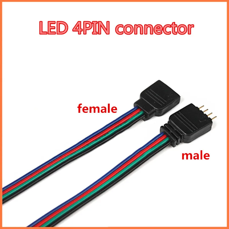 5pcs 4 pin led cable Male female connector Adapter wire For 5050 3528 SMD RGB led strip light RGB LED Controller