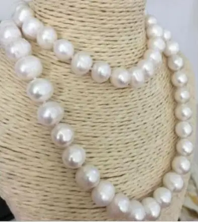 

free shipping noble jewelry natural Freshwater beautiful 12-13mm baroque white pearl necklace DIY women hot sale