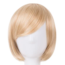 Fei-Show Bob Wig Oblique Fringe Bangs Short Wavy Blonde Black Dark Brown Light Brown Synthetic Hair Women Hairpiece Cosplay Wigs