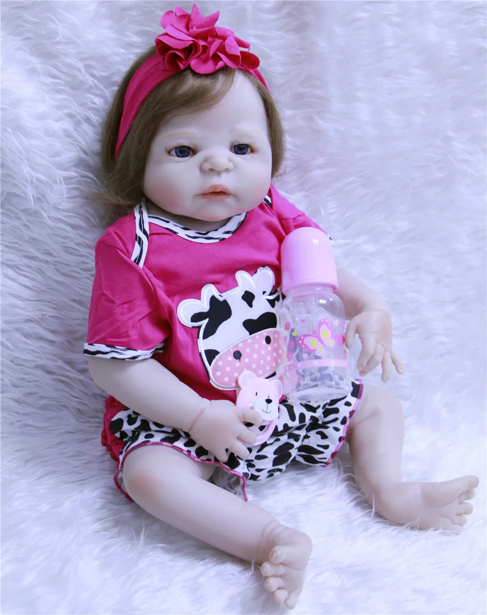 Full silicone reborn baby girl dolls 23 57cm fashion fake baby doll for children gift toys bebe realistic reborn bonecas