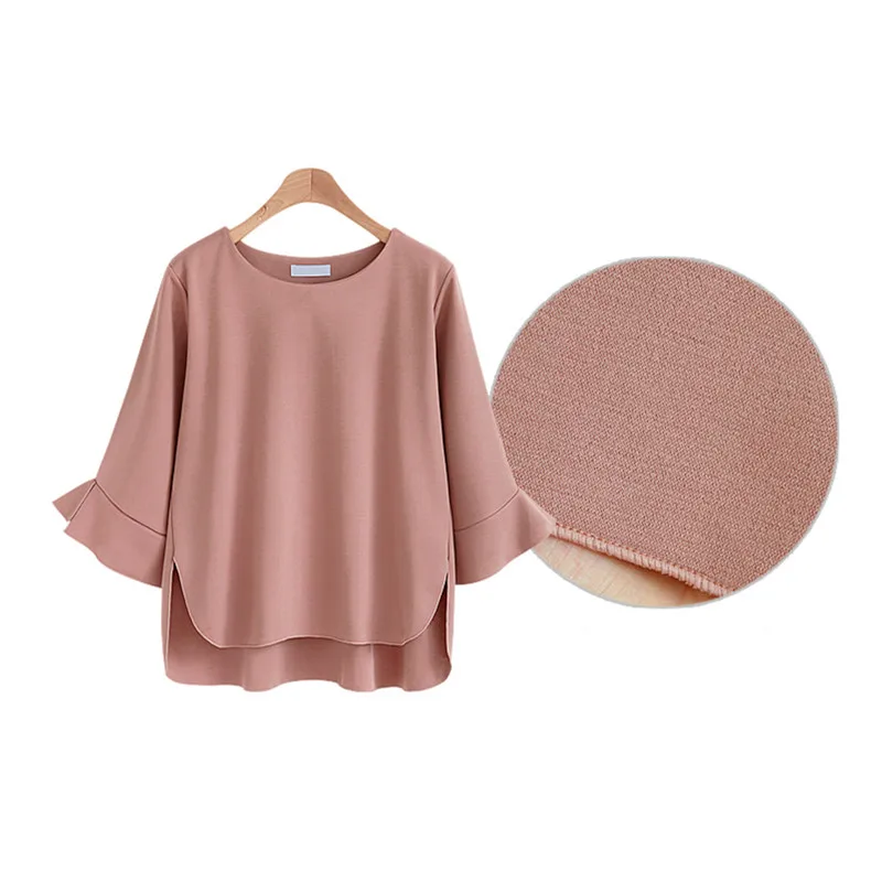 באיכות גבוהה שיפון חולצה חולצה נשים קיץ רך גבירותיי מקרית למעלה לבן שחור ורוד התלקחות שרוול נשי בגדים בתוספת גודל 4XL