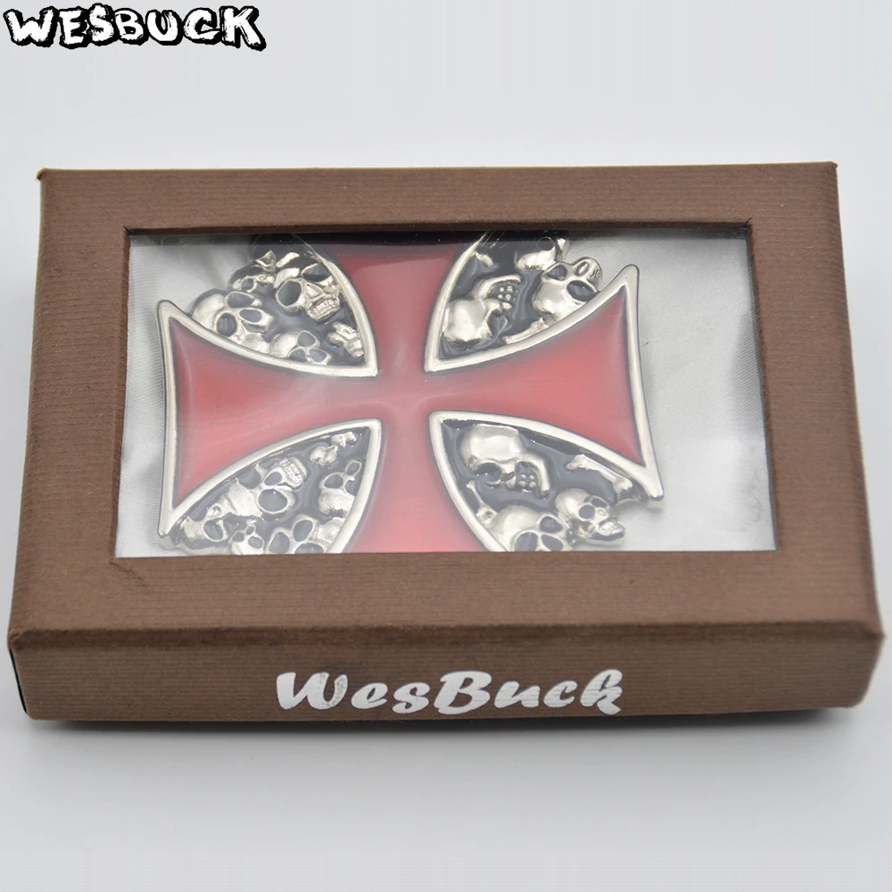 WesBuck Brand Crossing Belt Buckles Metal for Man Women Western Buckles Metal Cowboy Belt Buckle With PU Belt Holiday gifts