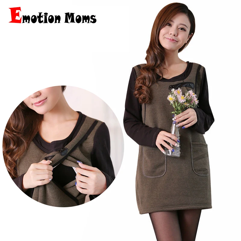 

Emotion Moms Long Maternity clothes Lactation top Breastfeeding Tops Maternity dresses pregnancy clothes for pregnant women