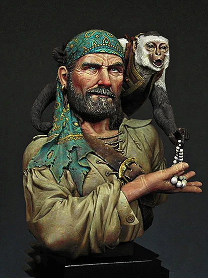 Unpainted Kit 1/12 Rogue Pirate with monkey ancient resin Resin Figure miniature garage kit