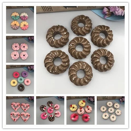 Resin Kawaii donuts Flatback Cabochon for phone decoration,DIY