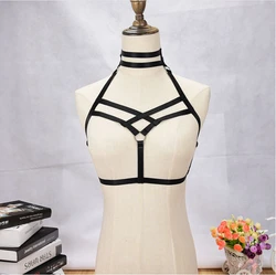 Body Harness Bandage Girl Elastic Bra Straps Cross Bra Crop Top Hollow Out Unlined Bandage Bra Underwear B0455