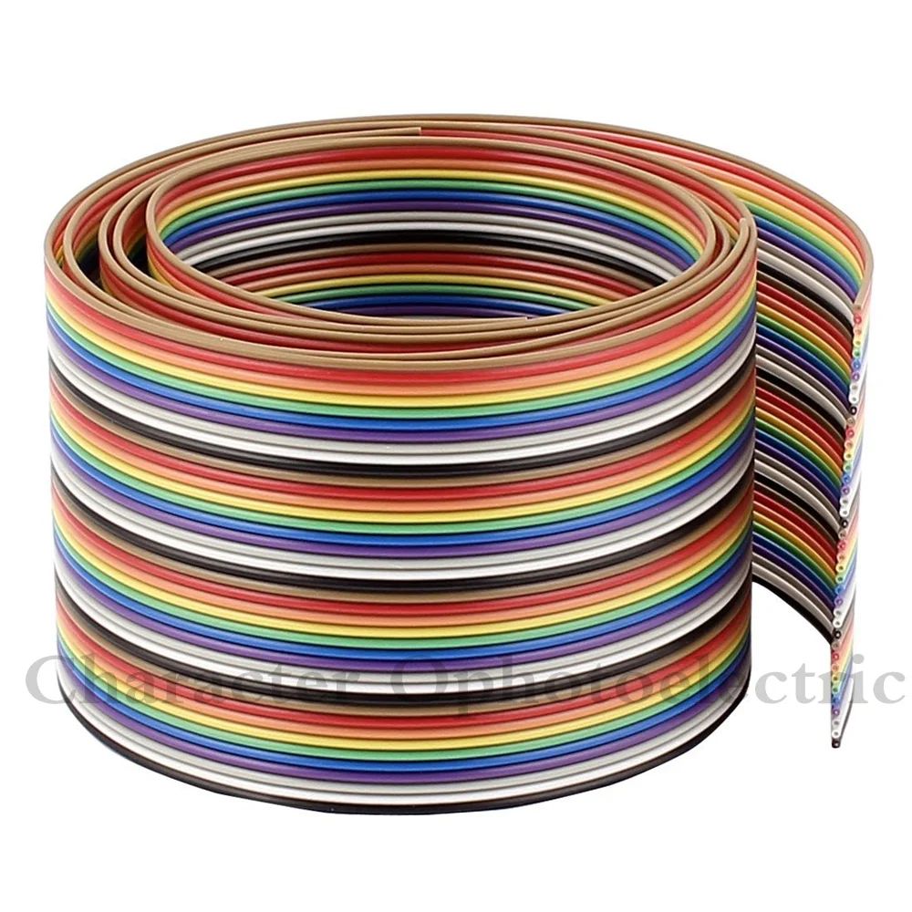 1M 2M 5M 10M 40 pin Flat Color Rainbow Ribbon IDC Cable Wire Rainbow Cable