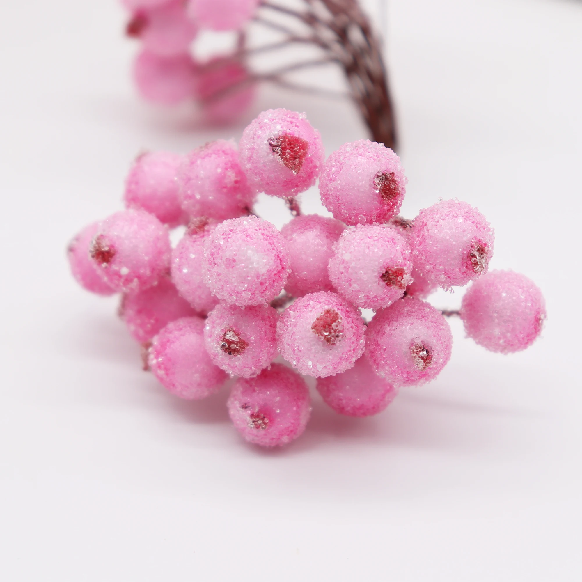 20pcs/40 Heads 1cm Mini Fake Fruit Small Double heads Berries Artificial Flower cherry Stamen Wedding Christmas Decorative