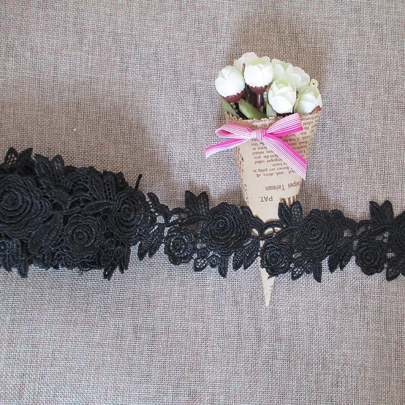 15Yds Bianco Nero Pizzo Modello Vintage Floral Venise Ricamato Trim Lace Abbigliamento FAI DA TE Cucito Decorazione Del Mestiere L\'abito di Nozze