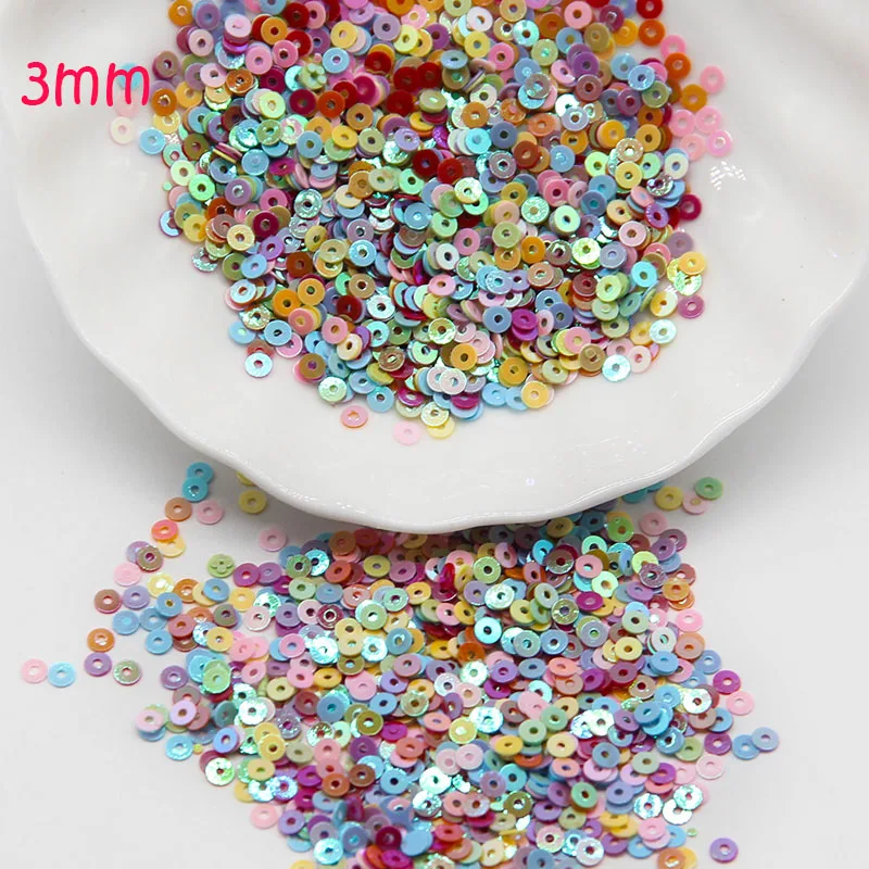 Lentejuelas pequeñas de PVC de 3mm, lentejuelas planas redondas sueltas, Paillettes artesanales, arte de uñas, gorras de vestir de boda, zapatos, accesorios de bricolaje, 10g