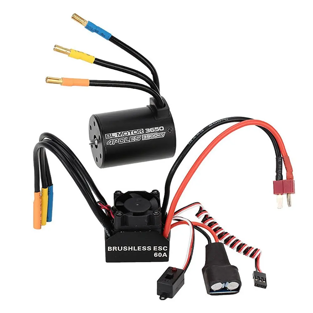 EBOYU 3650 3900KV 4P Sensorless Brushless Motor 60A Brushless Elec Speed Controller ESC 5.8V/3A Switch Mode BEC for 1/10 RC Car