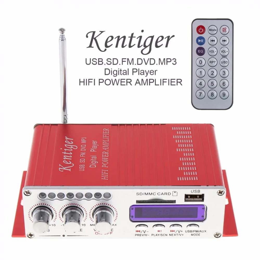 Kentiger HY-502 5A 2CH HI-FI Digital Car Stereo Audio Amplifier Auto Audio FM Radio Player Support SD USB MP3 DVD Input