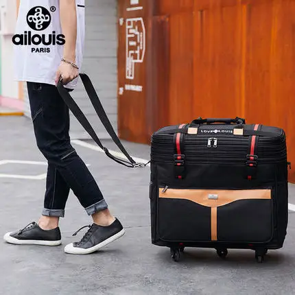 32/ 36 Inch Large Volume Foldable Oxford  Rolling Luggage Bag Abroad Folding Trolley Suitcase Travel Bag