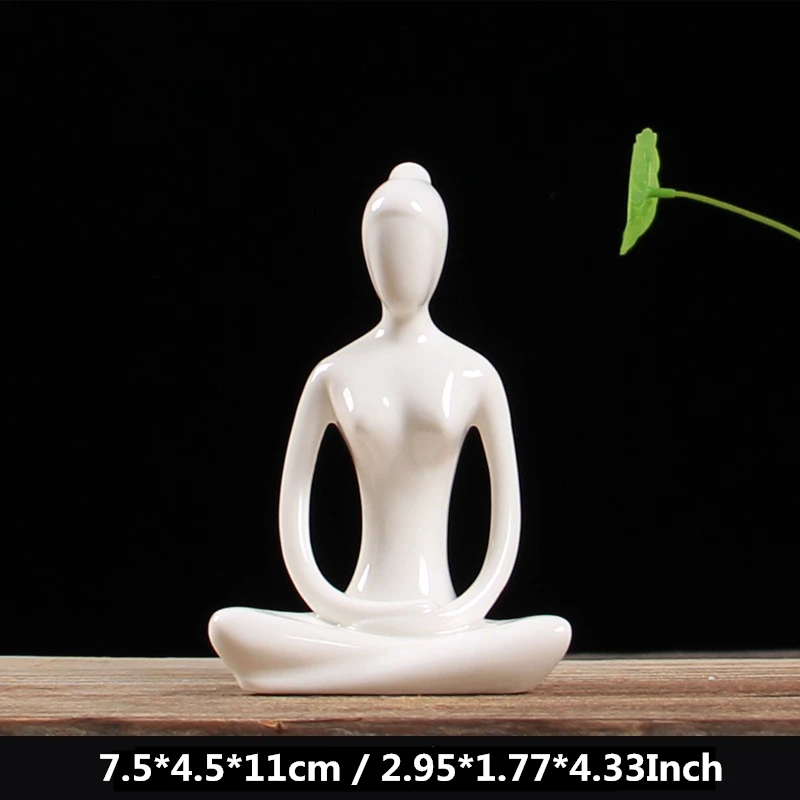 VILEAD Abstract Art Ceramic Yoga Figurines Porcelain Yog Statue Home Decoration Accessories Office Desktop Collection Ornament