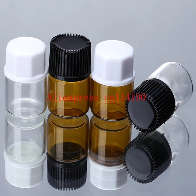 Wholesale 1000pcs/lot 1ML Amber 1/4 Dram Glass Bottle 1CC Amber Sample Vial Small Essential Oil Bottle