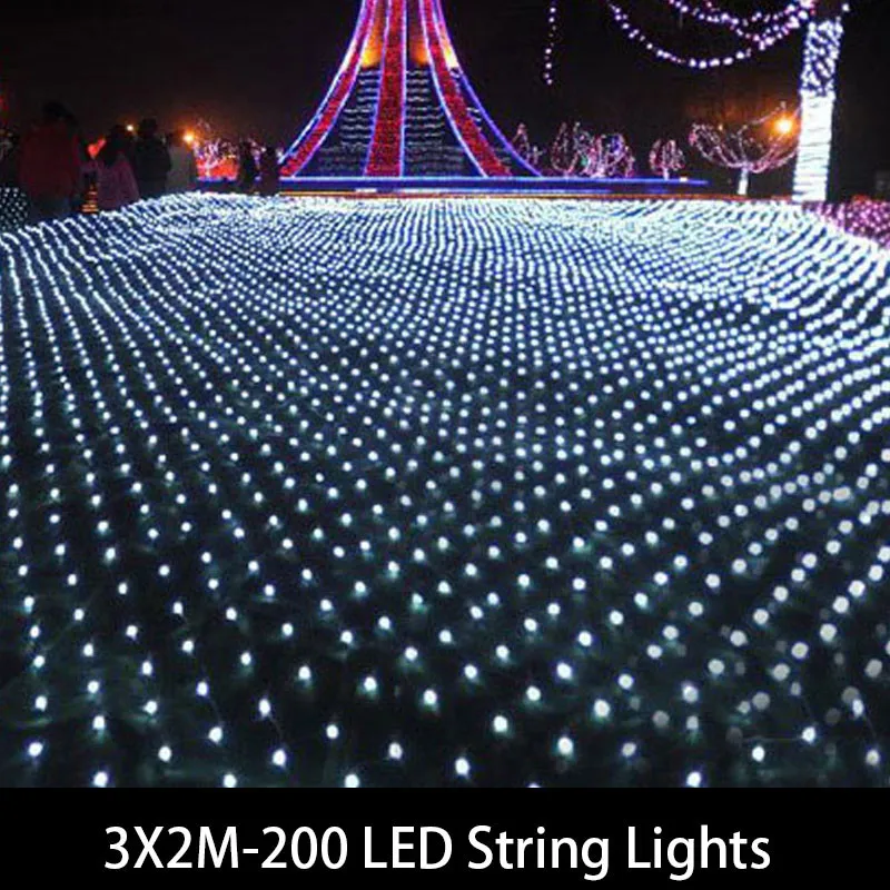 1.5MX1.5M 2x3M 4x6M Christmas Garlands LED String Christmas Net Lights Fairy Xmas Party Garden Wedding Decoration Curtain Lights