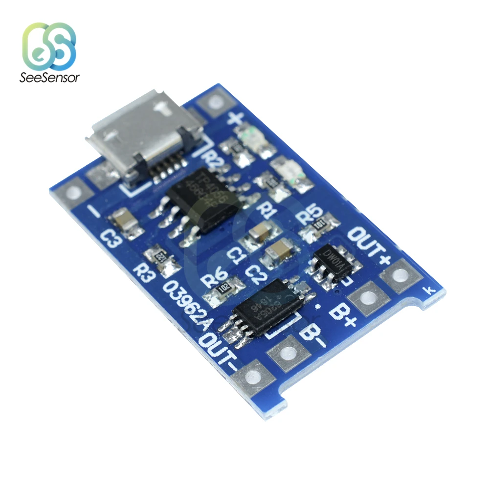 5Pcs TP4056 5V 1A Micro USB 18650 Lithium Battery Charging Board Charger Module with Protection Dual Functions