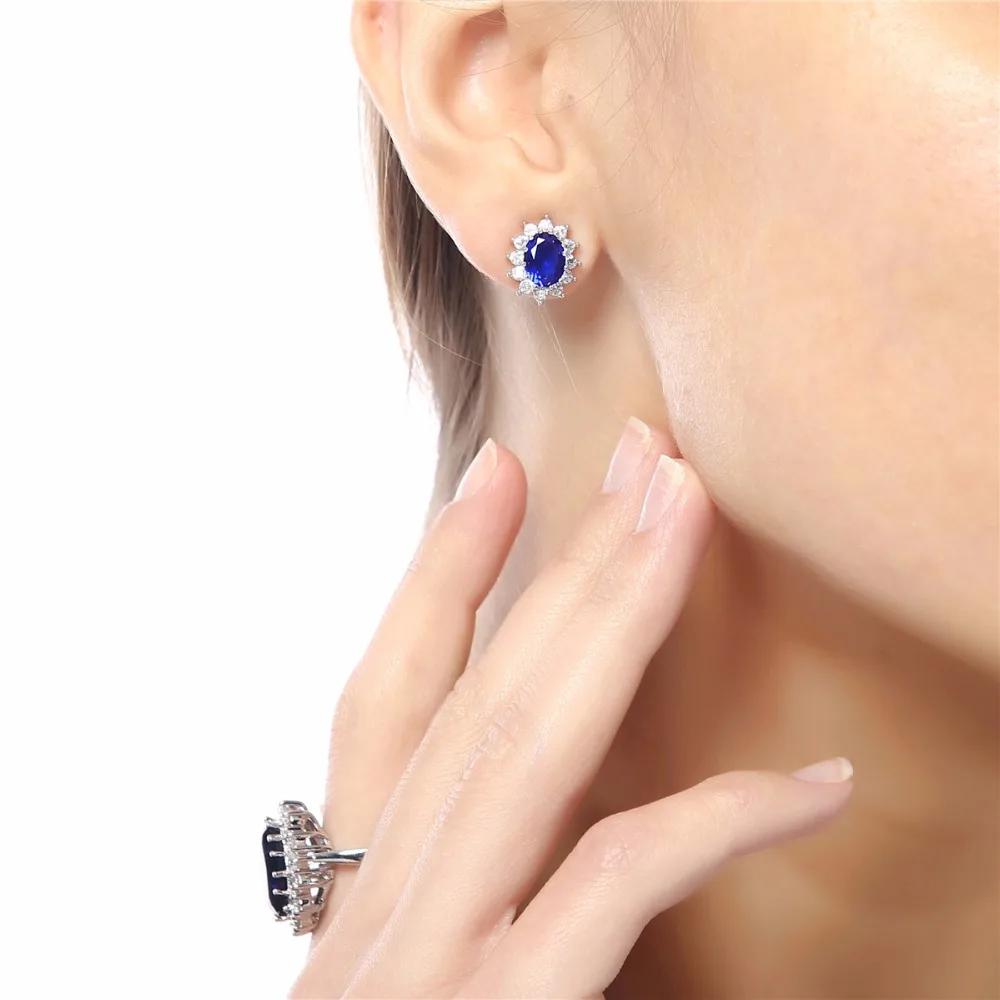 white gold color brand Royal Blue William Kate Queen wedding Austrian Crystal zircon rhinestones stud Earrings jewelry 8585