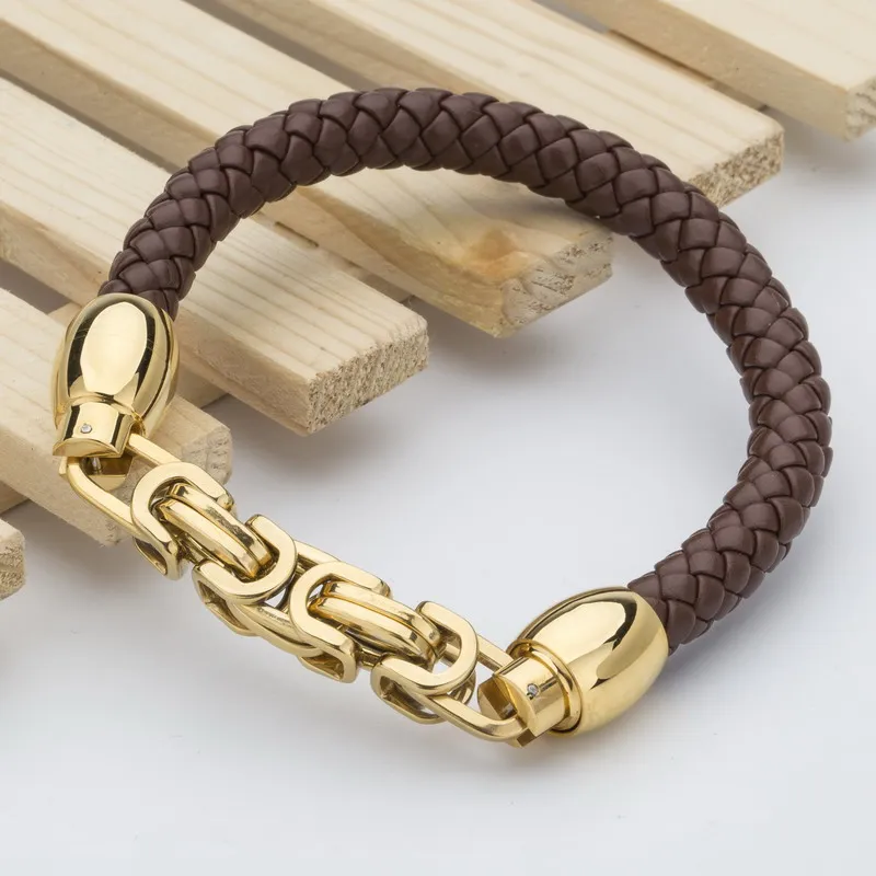 TYO New Arrived Brand Genuine Leather Bracelets for Women European Fashion Knight Stainless Steel Charm Bangles Black