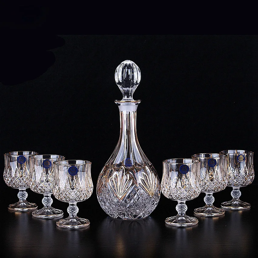 Crystal Glass Cup for Whiskey and Brandy Wine, High Capacity, Bar, Hotel Party, Home Drinking Ware, Various Styles, 7 PCs/Set