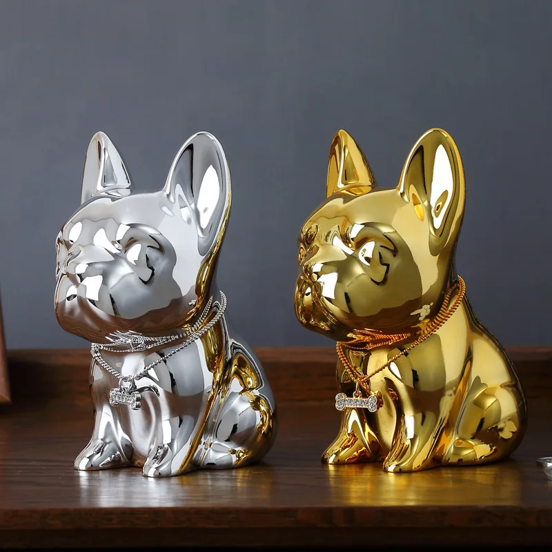 Creative Piggy Bank Bulldog Resin Decoration Large Coin Money Box Cute Puppy Home Decoration for Children Toys