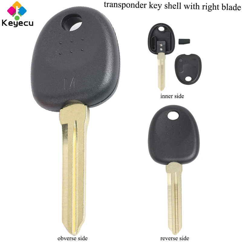 KEYECU Uncut Ignition Transponder Car Key With ID46 Chip Left/ Right Blade for Hyundai Coupe Tucson Elantra Accent Santa Fe i10