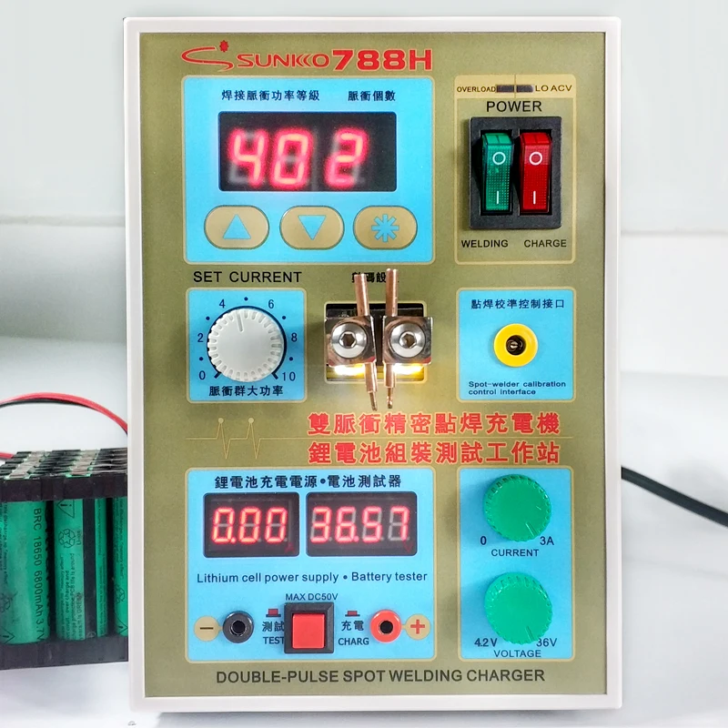 Imagem -05 - Sunkko-soldador de Ponto de 788h Bateria com Pulso para Solda Testador de Bateria 18650 v 110v Carregamento de Bateria de Lítio