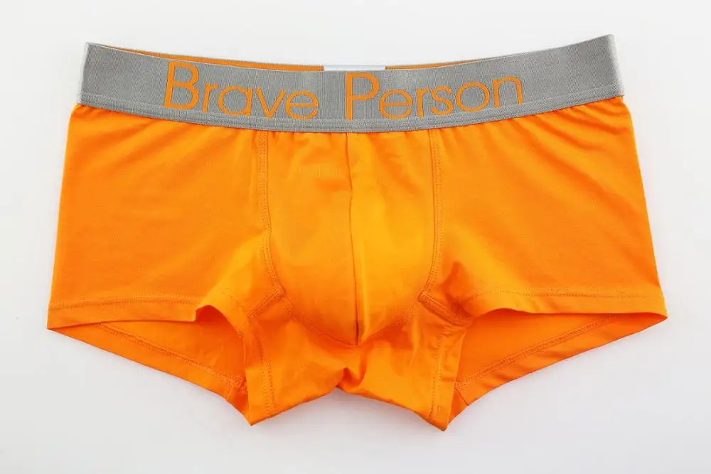 BRAVE PERSON Men\'s Solid Color Underwear Male Boxer Shorts Cotton Underpants Fashion Sexy Boxers for Men