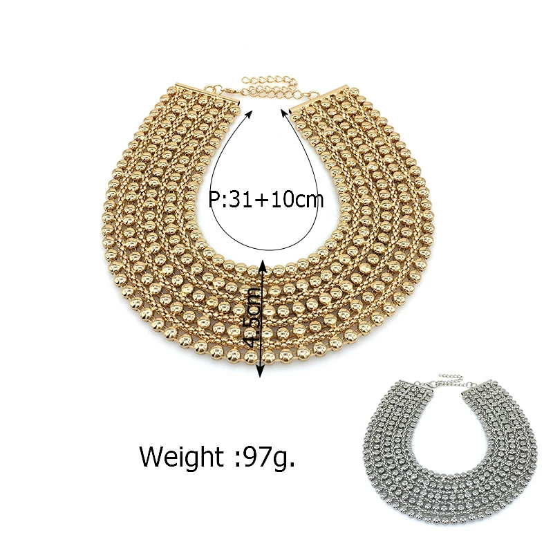 MANILAI Chunky Metal Statement Necklace For Women Neck Bib Collar Choker Necklaces Maxi Jewelry Gold Color Chain Design Bijoux