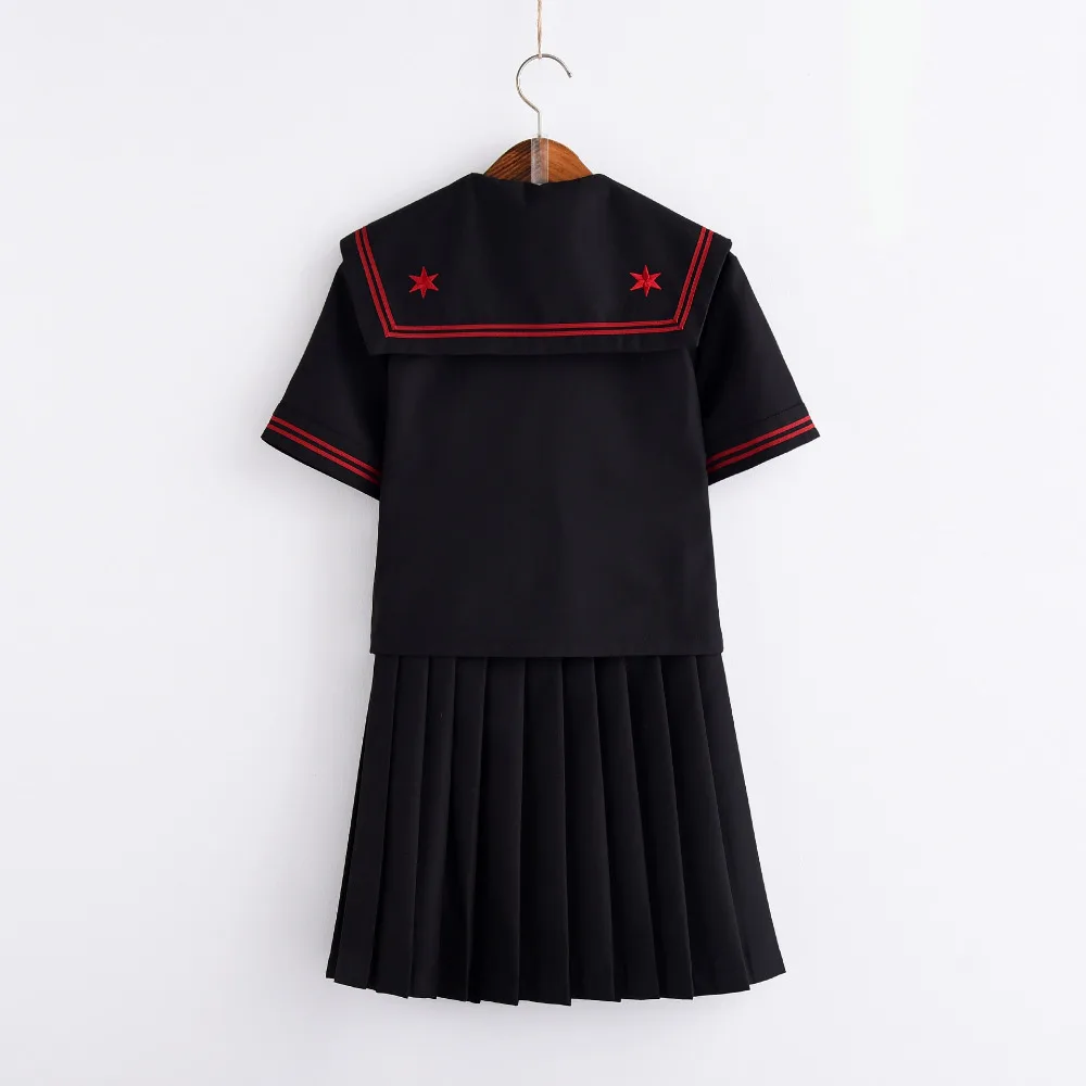 Japonês e coreano preto vermelho bonito jk uniforme jasmim meninas marinheiro terno japonês uniforme escolar estilo universitário trajes cosplay