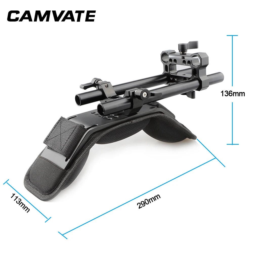 CAMVATE Foam Shoulder Pad with 15mm Dual Rod Clamp &15mm M12-200mm Rod For DSLR Camera / Camcorder Shoulder Rig Support System