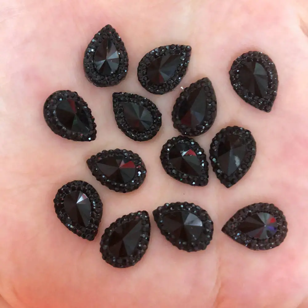 40 sztuk 10mm * 14mm AB żywica kropla Flatback Rhinestone dziecko księga gości ślubne DIY ozdoby z żywicy F299