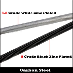 M3 M4 M3*250 M3x250 M4*250 M4x250mm 8.8 Grade Black Zinc Plated Carbon Steel DIN975 Full Metric Thread Bolt Shaft Rod Bar Stud