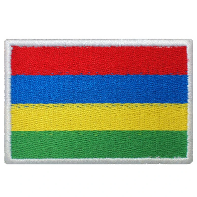 

1PCS Full Embroidery Mauritius flag patches Backpack Bag Jacket Armband Badge Hook and Loop Double Side 7.5cm * 5 cm