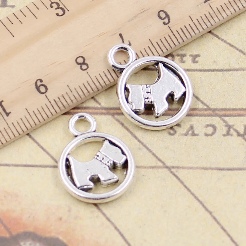 10pcs Charms Circle Scotty Dog 19x15mm Tibetan Silver Color Pendants Antique Jewelry Making DIY Handmade Craft