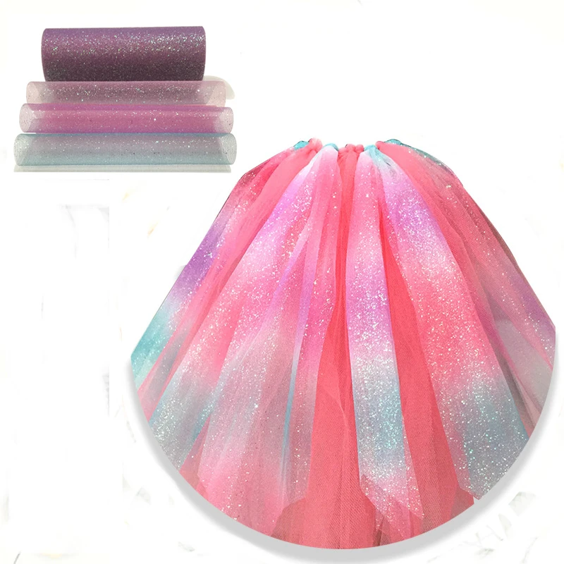 10yard 15cm Glitter Rainbow Tulle Roll Organza Fabric Spool Craft Tutu Skirt Birthday Wedding Decor DIY Party Supplies