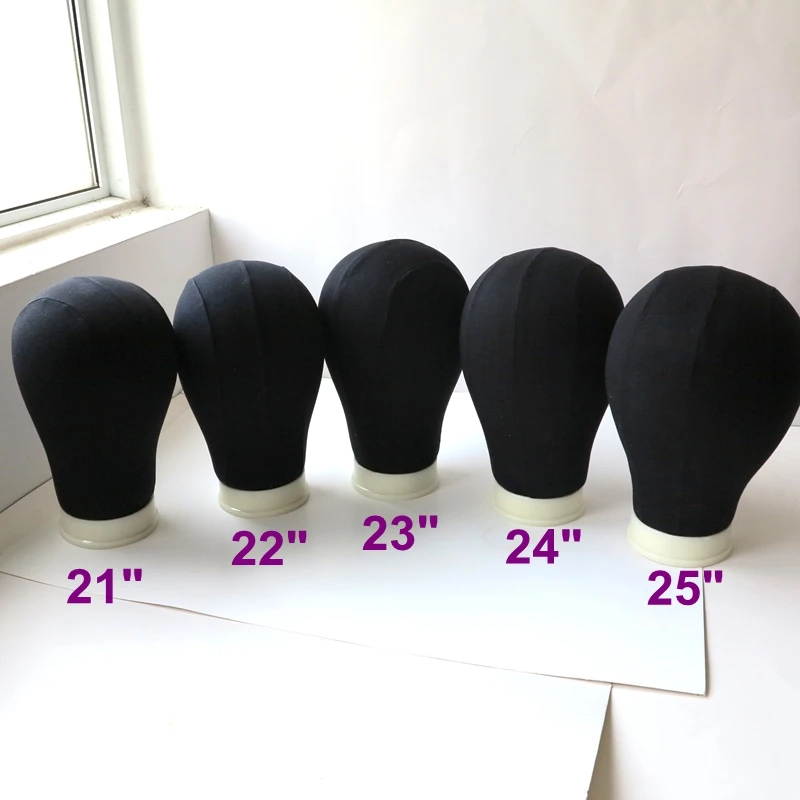 Tête de Mannequin en toile de coton Beige ou noir, 1 pièce (21 "/22"/23 "/24"/25 ") pour la fabrication de perruques