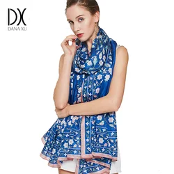 Silk Scarf New Luxury Brand Flower Womens Scarves Designer Summer Beach Blanket Bandana Muslim Hijab Foulard Pashmina 2017