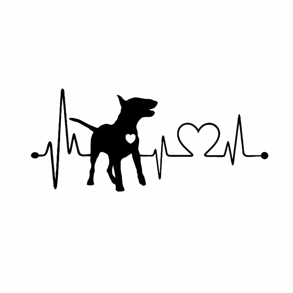 Bull Terrier Dog Electrocardiogram Car Body Window Decals Sticker Decoration araba aksesuar