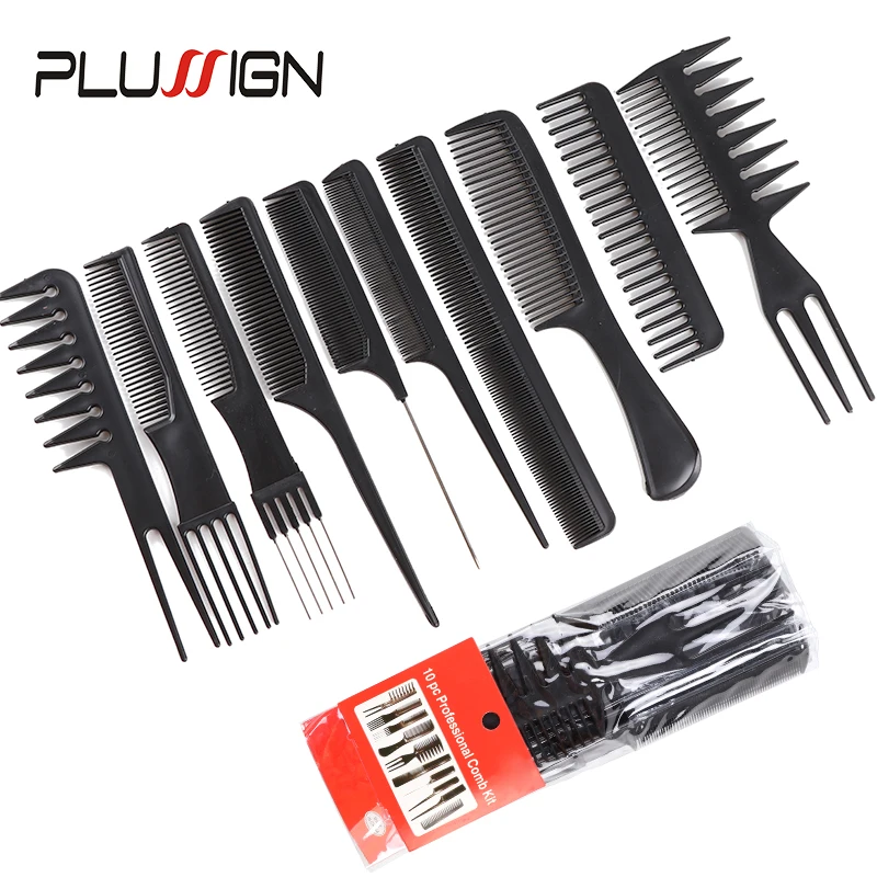 Peigne à cheveux en plastique noir, 10 pièces, brosse pour coiffeur, Mini Protalbe pour Salon de coiffure, outils de coiffure